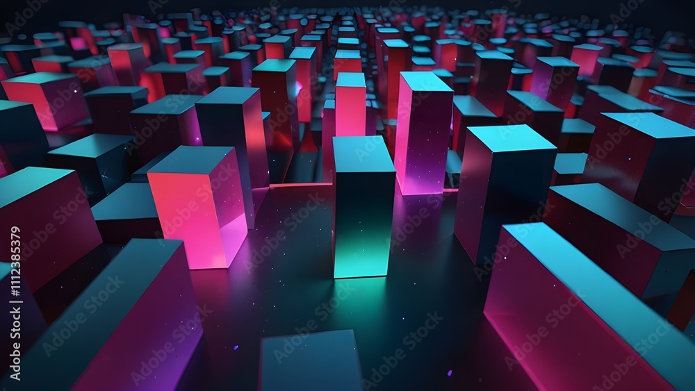 Fototapeta premium Futuristic Illusions 3D Abstract Shapes and Holograms