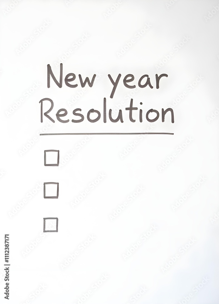 New year's resolution checklist with blank check boxes on plain white background New year's resolution checklist with blank check boxes on plain white background