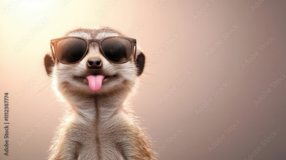 custom made wallpaper toronto digitalComical Meerkat with Sunglasses and Tongue Out, Funny Animal Portrait on Neutral Background