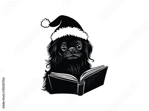 Christmas Pekingese Dog Silhouette Design – Festive Holiday Artwork