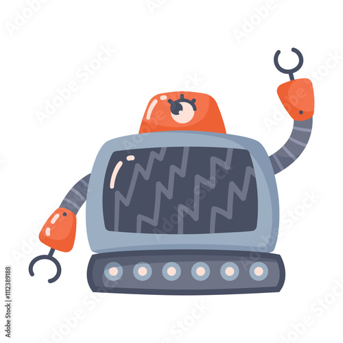 Robot and Modern Electronic Humanoid Machine Vector Illustration