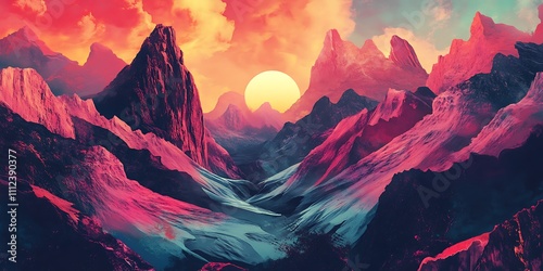 festival calendar design, mountains theme, depth, concept art