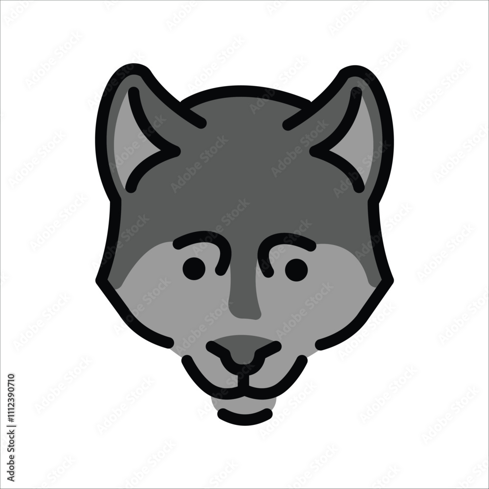 Wolf Face Vector Icon - Howling Canine Pack Hunter Isolated Sign Wolf Face Vector Icon - Howling Canine Pack Hunter Isolated Sign