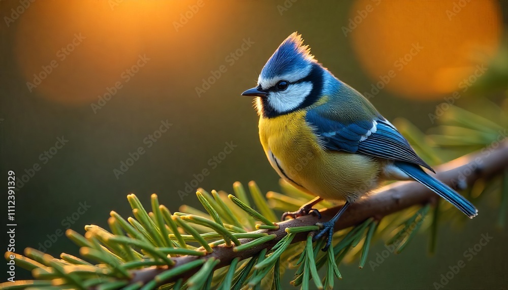 a beautiful larch, a blue tit with a cute view closed up portrait a beautiful larch, a blue tit with a cute view closed up portrait