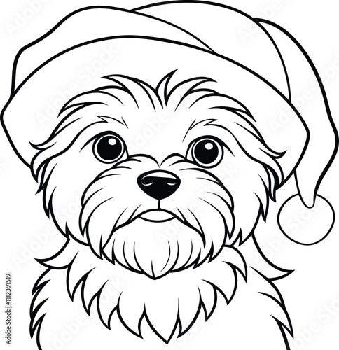 cute and festive illustration of a affenpinscher dog wearing a Santa hat vector photo