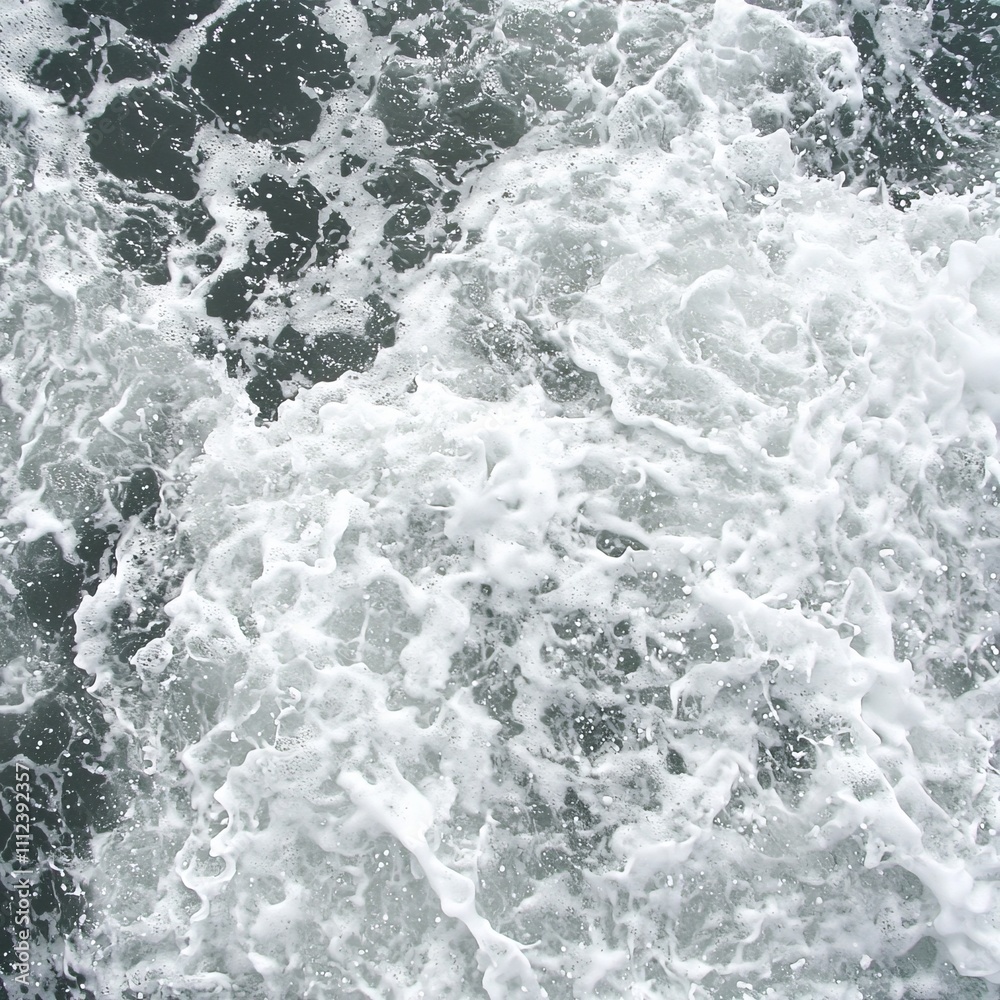 Whitewater Foam Texture, Ocean Wave Detail Close Up
