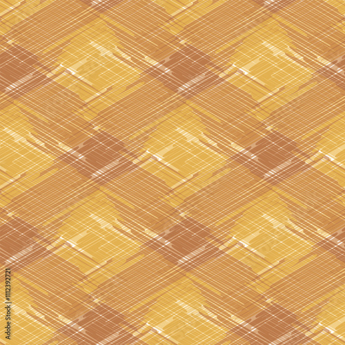 Warm orange linen texture vector background. Soft fibre style seamless pattern. Organic yarn close up woven effect lattice with watercolor gradient blend effect. Diagonal weave texture backdrop