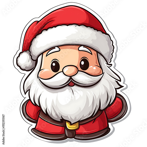 Cute Santa Claus character with red suit and fluffy white beard, perfect for festive decorations and holiday themes