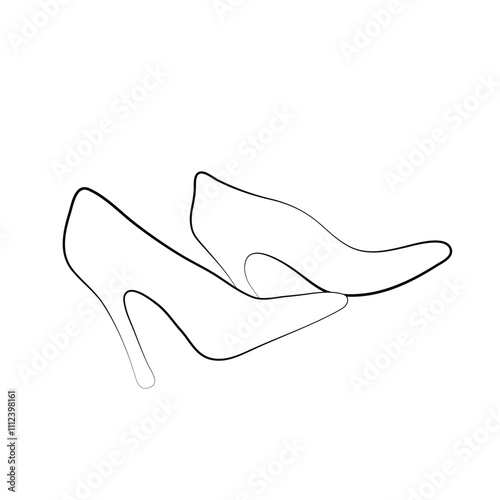 pair of shoes. outline hand drawn sketch