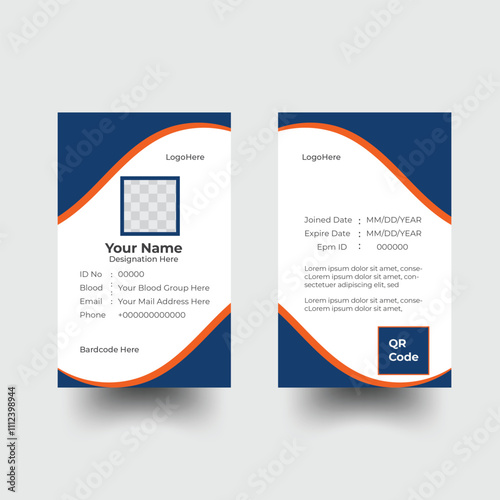Professional ID card design templated Card Template, Employee Id card for your company, Corporate modern business id card design template
