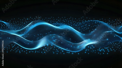 Abstract Blue Digital Wave Particle Flow Design