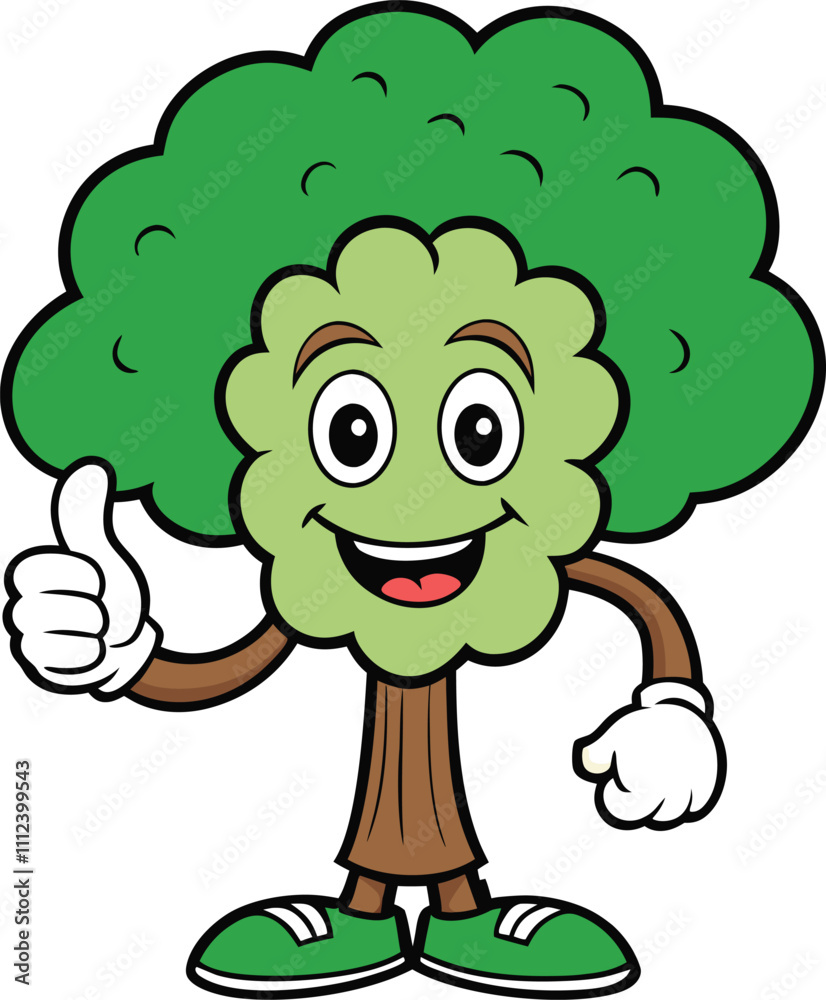 Obraz premium Happy Tree Mascot Cartoon Character Giving Thumbs Up