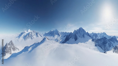 Wallpaper Mural Panoramic winter landscape of snow-capped Alps with majestic peaks Torontodigital.ca