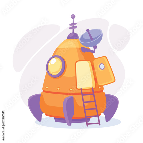 Space Rocket and Shuttle for Cosmos Exploration Vector Illustration