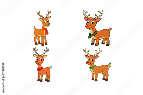 set of deer vector illustration 