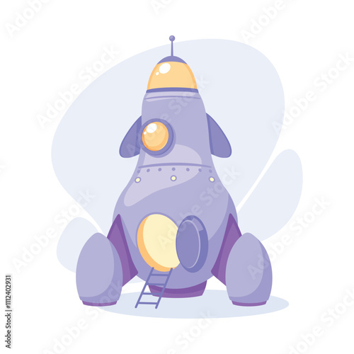 Space Rocket and Shuttle for Cosmos Exploration Vector Illustration