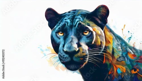 Panther head colorful artistic cartoon illustration photo