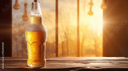 condensation beer bottle and glass photo