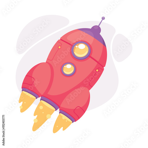 Space Rocket and Shuttle for Cosmos Exploration Vector Illustration
