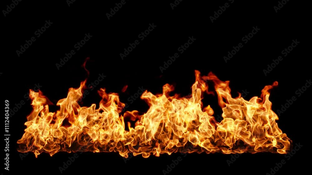 Fire flames blazing motion effect on black backgrounds rendering