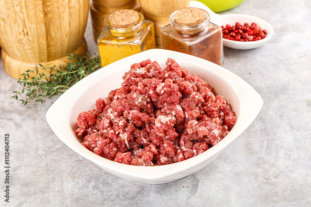 Raw beef minced meat for cooking Raw beef minced meat for cooking