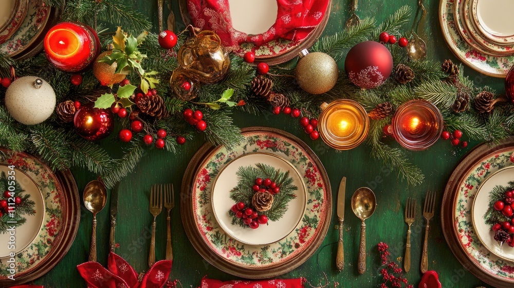 Blank greeting card with a Christmas theme, surrounded by festive red and green decor, inviting warm holiday messages. Blank greeting card with a Christmas theme, surrounded by festive red and green decor, inviting warm holiday messages.