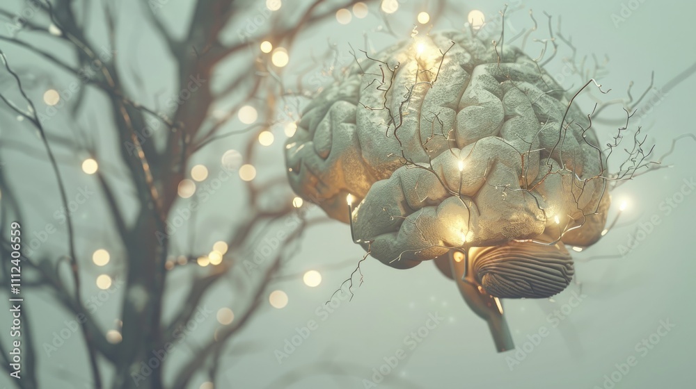 Close-up of human brain with interconnected neurons symbolizing cellular memory, ideal for educational and scientific content, showcasing the complexity of memory storage. Close-up of human brain with interconnected neurons symbolizing cellular memory, ideal for educational and scientific content, showcasing the complexity of memory storage.