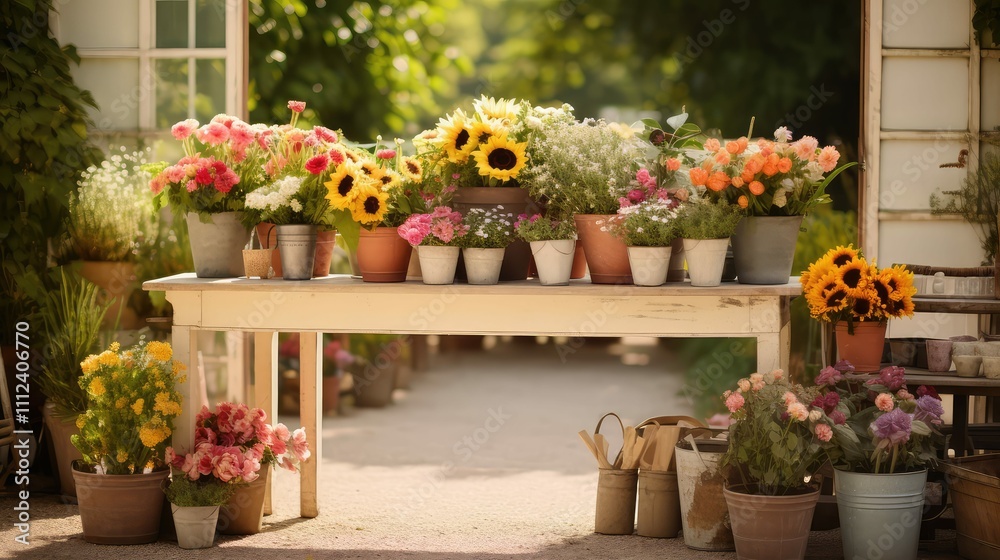 assortment flower shop table assortment flower shop table