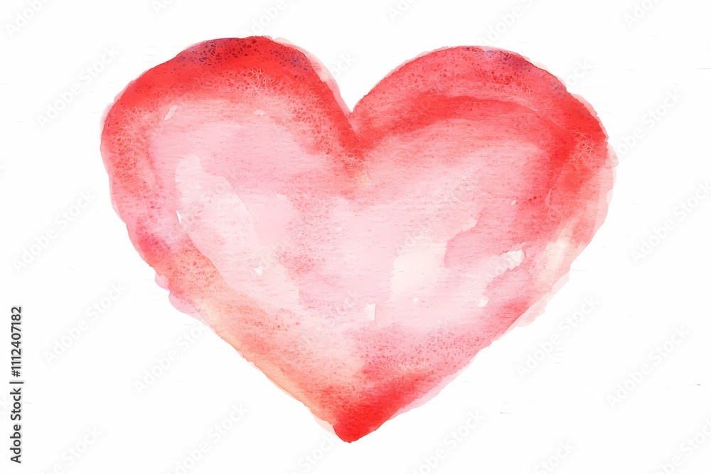 Watercolor Heart Illustration in Soft Shades of Red and Pink Watercolor Heart Illustration in Soft Shades of Red and Pink