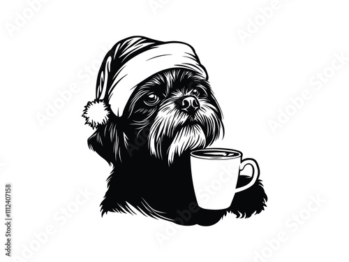 Christmas Shih Tzu Silhouette Design – Festive Holiday Pet Art