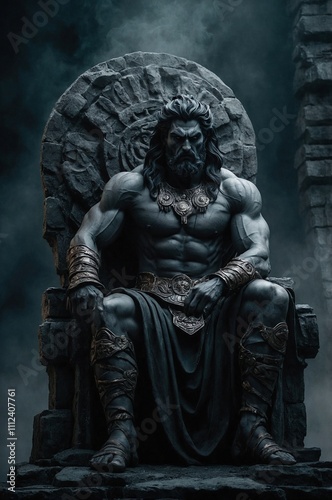 Hades god of the underworld seated on his throne