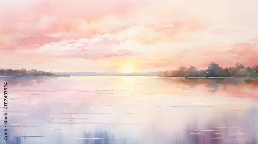Fototapeta premium suntranquil blush water color