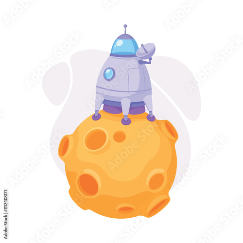 Space Rocket and Shuttle for Cosmos Exploration Vector Illustration