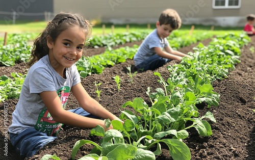 Young children in the school garden