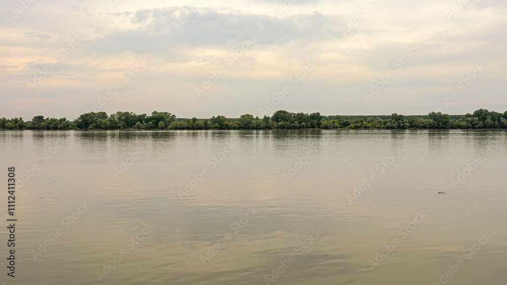 Calm Water at Danube River Summer Day Nature Landscape Calm Water at Danube River Summer Day Nature Landscape