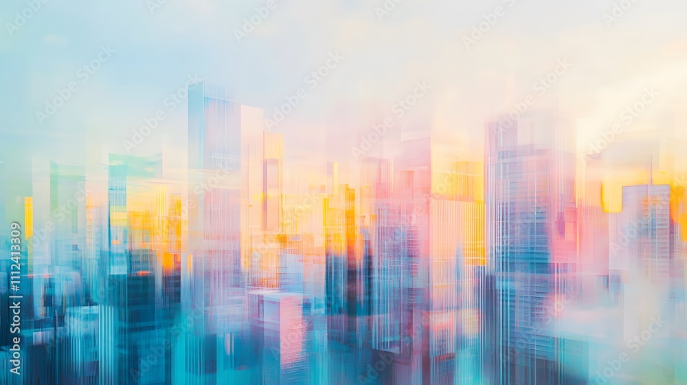 Abstract Cityscape Pastel Hues Modern Buildings Abstract Cityscape Pastel Hues Modern Buildings