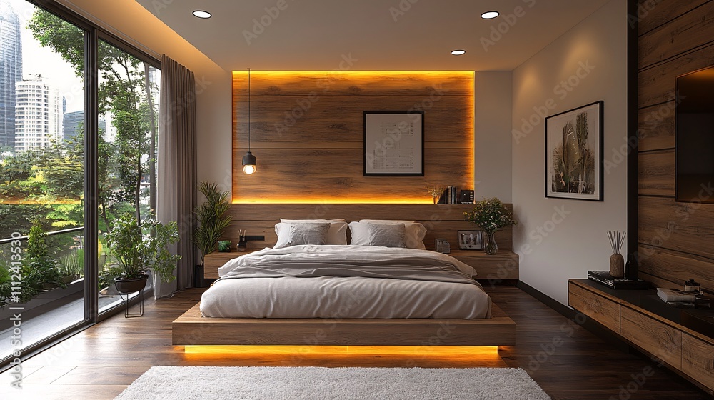Scandinavian Bedroom with Walnut Accents Scandinavian Bedroom with Walnut Accents