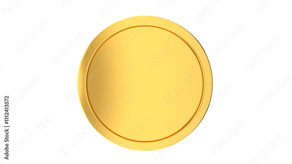 A gold coin with a silver frame and a round bottom
A gold coin with a silver frame and a round bottom