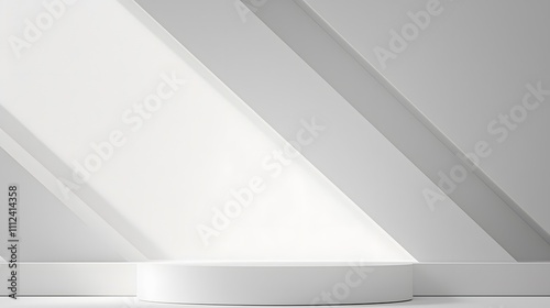 Wallpaper Mural Three-dimensional metal podium on stage for showcasing products in minimalistic setting. Torontodigital.ca