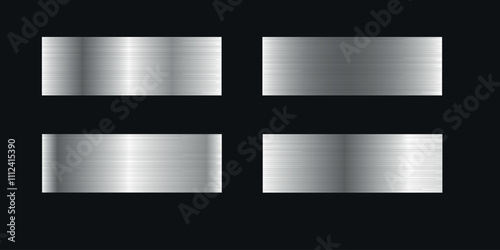 Set of silver metallic steel texture. Template effect silver shiny for digital design. Vector illustration