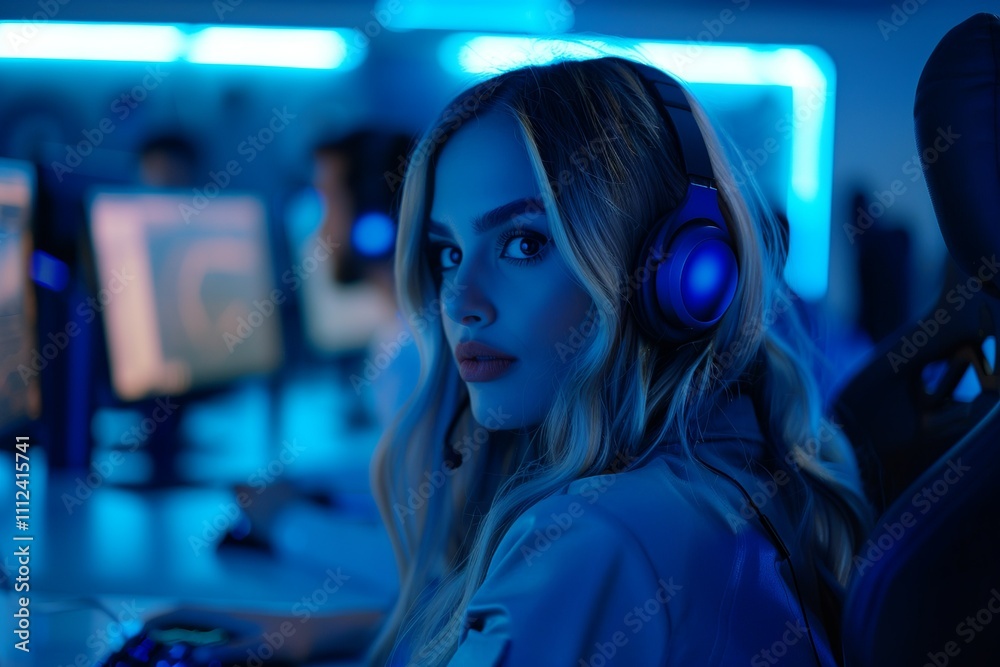 Focused call center agent working in a dynamic team setting Focused call center agent working in a dynamic team setting