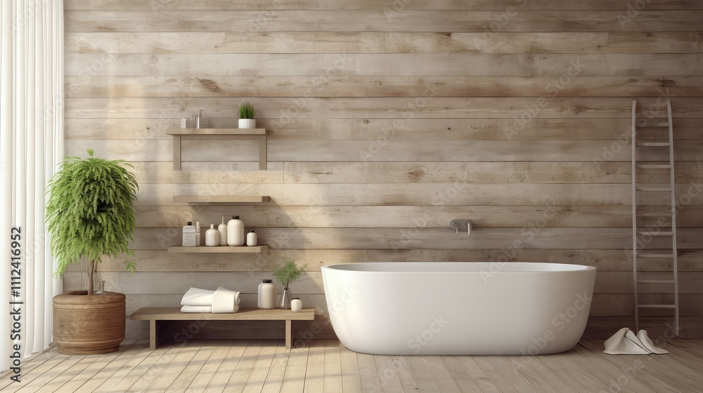 Fototapeta premium bathroom rustic wood wall
