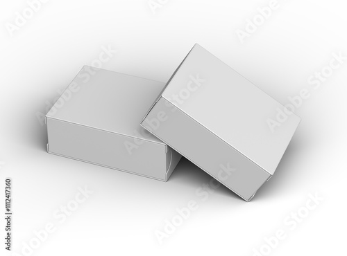 Rendered image of a wide rectangular sliding drawer box on a light background