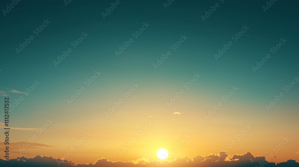 Fototapeta premium Beautiful sunrise over the horizon with colorful clouds in the early morning sky
