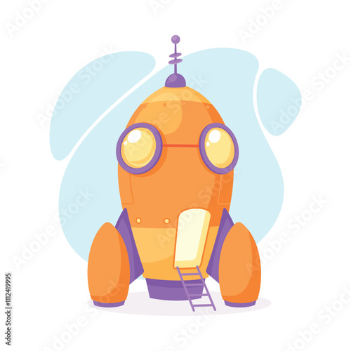 Space Rocket and Shuttle for Cosmos Exploration Vector Illustration