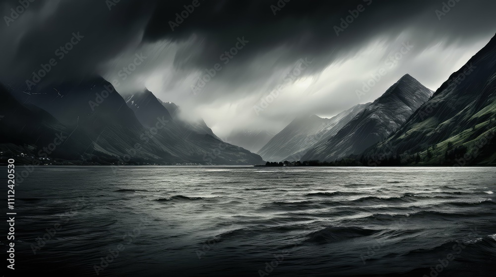 Fototapeta premium rugged water and mountains