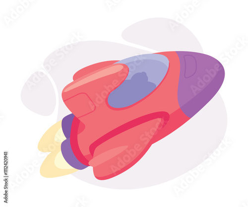 Space Rocket and Shuttle for Cosmos Exploration Vector Illustration