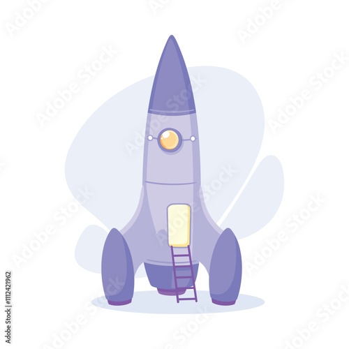 Space Rocket and Shuttle for Cosmos Exploration Vector Illustration