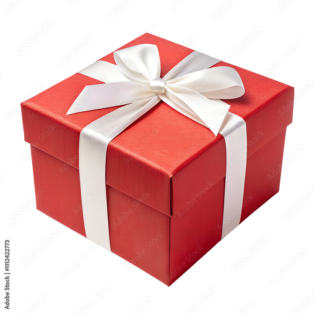 Fototapeta premium 3d render red gift box isolated on transparent background cutout