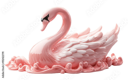 Elegant Pink Swan Figurine on Transparent Background photo